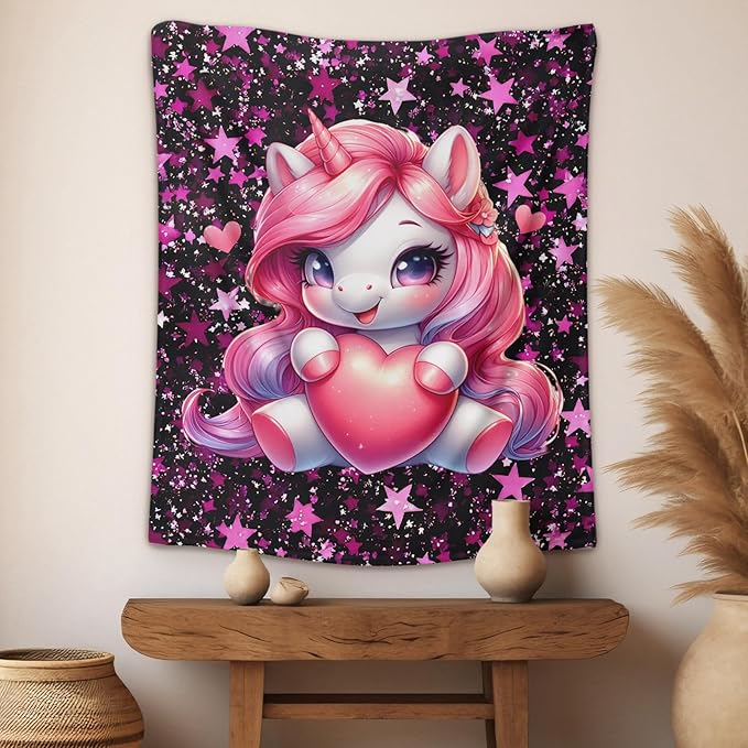 Girls Blanket for Kids Unicorn Blanket Gift for Daughter, 60 x 50 Inches Cozy Fuzzy Flannel Throw for Living Room Camping Club