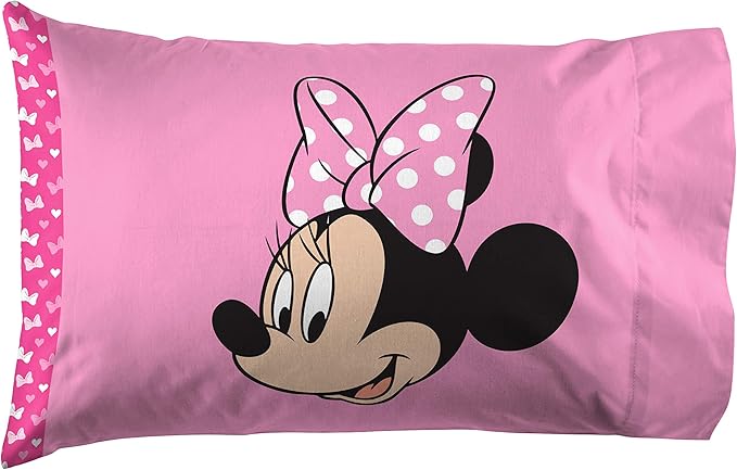 Jay Franco Disney Minnie Mouse Hearts N Love 5 Piece Full Size Bed Set - Includes Reversible Comforter & Sheet Set - Super Soft Fade Resistant Microfiber - (Official Disney Product)