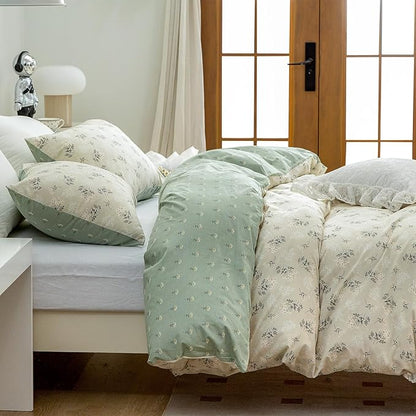 Jane yre Floral Duvet Cover Twin 3 Pieces Bedding Set Brushed Microfiber Twin Garden Style Flower Pattern Flower Twin Duvet Cover, with Zipper Closure, Luxury Soft Breathable Comfy