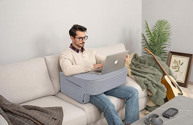 Comfyt Reading Pillow with Foam, Large Lap Desk Pillow with Pocket Arm Rest Pillow can Reading Working in Bed Floor Sofa Back Support for Sitting Up in Bed with Washable Cover