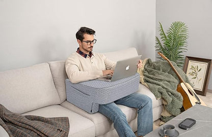 Comfyt Reading Pillow with Foam, Large Lap Desk Pillow with Pocket Arm Rest Pillow can Reading Working in Bed Floor Sofa Back Support for Sitting Up in Bed with Washable Cover