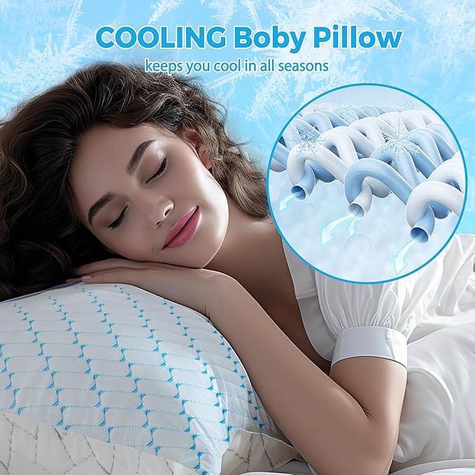 Bafode Body Pillow for Women, Cooling Body Pillow for Adults, Memory Foam Pillows for Side Sleeper, Adjustable Large Body with Pillow Pillowcase, Firm Bed Pillow (White, 20x54)