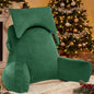 Portable Reading Pillows with Headrest for Bed Sitting Up(Green Oeko-Tex), Velvet Back Pillow with Arms & Pockets for Adults, Support Memory Foam Bed Pillow for Dorm/Reading/Watching/Gaming