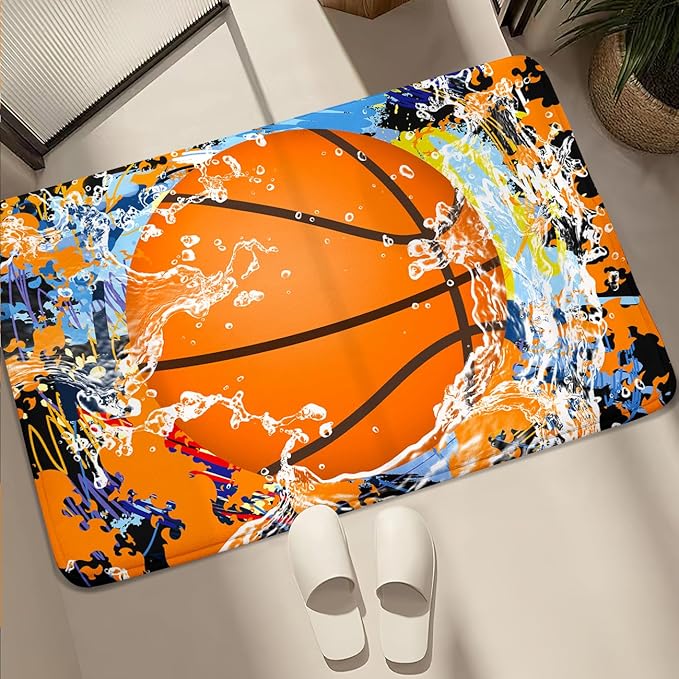 Basketball Rug for Boys Bedroom - Sports Rug for Boys Bedroom Kids Carpet, Basketball Carpet for Playroom Living Room Floor Mats Indoor Outdoor, 2x3 Feet