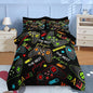 Nesker 7 Pcs Comforter Set Full Size, Colorful Bedding for Kids Teen, Game Gamepad Gaming with Fitted Sheet 2 Pillowcases & 2 Shams for Bedroom Bed Decor