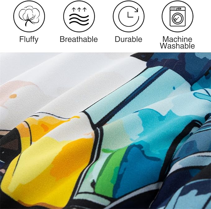 Holawakaka Trucks Tractors Cars Boy Bedding Comforter Set with Sheets, Full Size Cartoon Construction Car Excavator Print Kids Bed in A Bag 5-Piece, Boys Reversible Dorm Bed Sets (Multi Full)