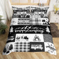 Camper Adventure Bedding Set Twin Size,Happy Camping Plaid RV Inside Decor Comforter Cover Set for Kids Girls,Arrow Hunt Cabin Rustic Farm Check Bedding Quilt Cover Set Bedroom Decor, 2 Pcs