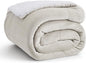 Bedsure GentleSoft Sherpa Fleece Throw Blanket Twin Size for Couch - Thick and Warm Throw for Women and Men, Soft Fuzzy Plush Twin Blanket for Winter, Linen, 60x80 Inches