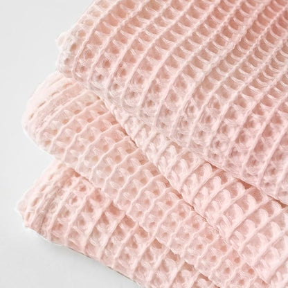 100% Turkish Cotton Waffle Blanket King Size Pink - Premium Quality, Light and Airy Waffle Weave All-Season Quilt - Lux Decorative Bedspread (Pink Powder, King Size 95" x 110" Inch)