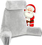 Husband Pillow Medium Light Grey, Backrest for Kids, Teens, Petite Adults - Reading Pillows with Arms, Adjustable Loft, Plush Memory Foam, Bed Rest Chair Sitting Up, Detach Neck Roll, Removable Cover