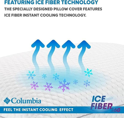 Columbia Comfort Ice Fiber Side Sleeper Down Alternative Bed Pillow with Polyester Fiberfill, Supportive Cooling Double Sided Breathable Cover (Side Sleeper, Standard/Queen (Pack of 1))
