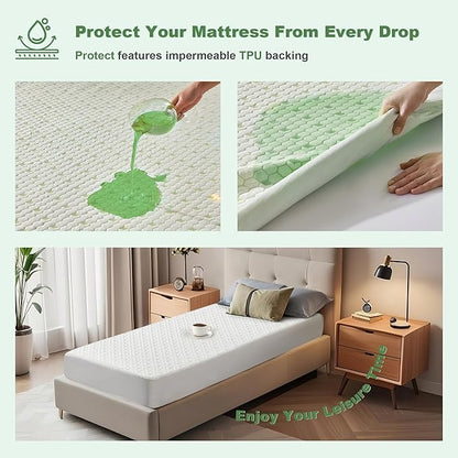 Waterproof Mattress Protector, Twin XL Size Mattress Pad Fitted 6-15" Deep Pocket, 3D Air Fabric Breathable Bed Mattress Cover Noiseless Washable for College Dorm