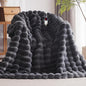 Heated Blanket Full Size with 1/2/4/6/8 Hours Auto-Off 10 Heat Level, 62'' * 84'' Cozy Faux Rabbit Fur Bubble Electric Blanket with Overheat Protection(Dark Grey)