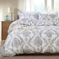 100% Cotton Duvet Cover Set King Size – Elegant Damask Print, Soft & Breathable Bedding with Zipper and Corner Ties, 3-Piece Reversible Comforter Cover Set