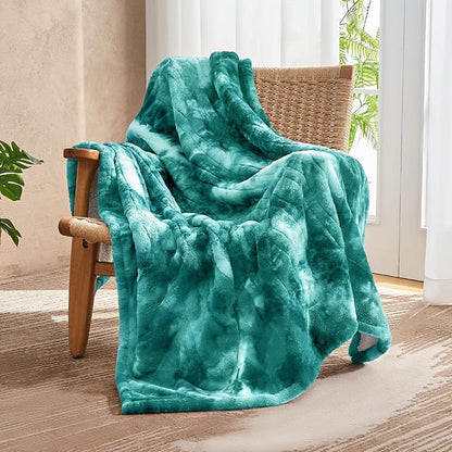 Electric Heated Blanket 62"x84", Luxury Green Twin Faux Rabbit Fur Electric Blanket, Fast Heating Soft Fluffy Thick Electric Blanket with 6 Heating Levels & 12H Auto Off
