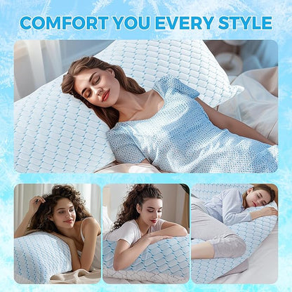 Bafode Body Pillow for Women, Cooling Body Pillow for Adults, Memory Foam Pillows for Side Sleeper, Adjustable Large Body with Pillow Pillowcase, Firm Bed Pillow (White, 20x54)