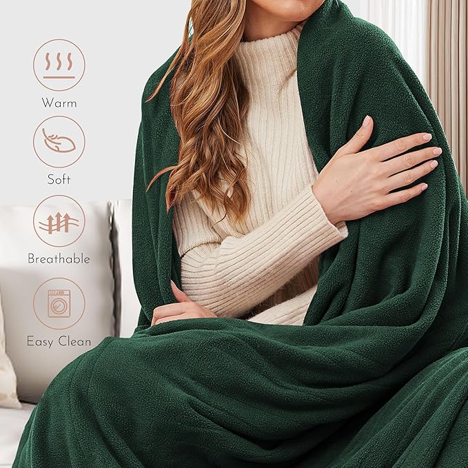 Electric Heated Blanket 72"x84" Full Size Microplush Cover Blanket, 4 Heat Settings & 10 Hours Auto Off, Cozy & Breathable, Warm All Night, Grass Green