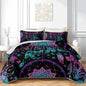 AILONEN Dreamcatcher Quilt Set Full Size,Purple Blue Feather Print Bedspread Coverlet,Bohemian Mandala Bedding Set Printed with 2 Pillowcases,Soft and Lightweight