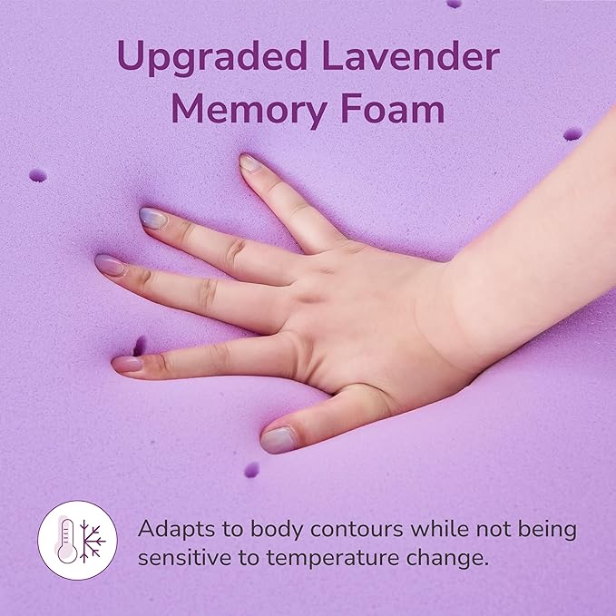 2 Inch Full Lavender Infusion Memory Foam Mattress Topper for Relaxing Sleep, Ventilated & Pressure Relieving, CertiPUR-US Certified, Medium Firm Topper in a Box, Full Size, 54"x75"