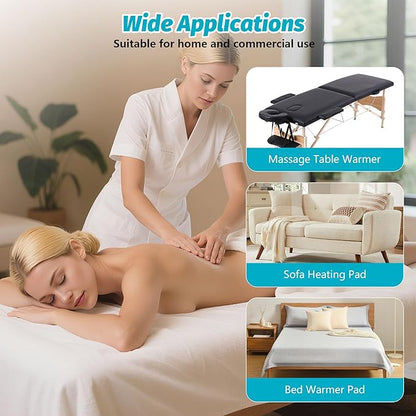 Massage Table Warmer Heating Pad Massage Bed Warmer Pad with 9 Hours Timer, 9 Heat Settings, Overheat Protection for Massage Bed & Spa, Thickened & Soft Fleece, 30" x 71", with Portable Storage Bag