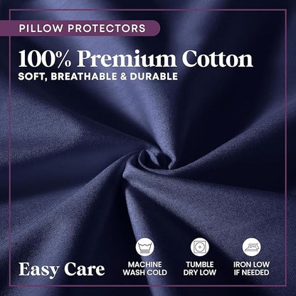 CirclesHome Wedge Pillow Cover 100% Cotton, Zippered Wedge Pillow Case Protector, Soft, Hypoallergenic & Breathable - Navy, (24Wx25Lx12)