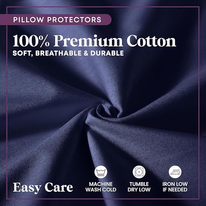 CirclesHome Wedge Pillow Cover 100% Cotton, Zippered Wedge Pillow Case Protector, Soft, Hypoallergenic & Breathable - Navy, (25Wx26Lx7.5)