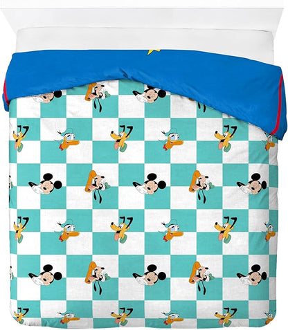 Jay Franco Duvet Cover Set – 3 Piece Comforter Cover and Sham Set, Super Soft Cozy Kids Bedding (Insert Not Included) Blue - Mickey Mouse, Queen