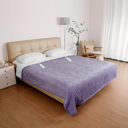 ESTINGO Electric Heating Blanket Queen Size, Heated Electric Blanket with 5 Heating Levels & 10 Hours Auto Off, Machine Washable Plush Heated Blanket 84" x 90", Lavender Violet