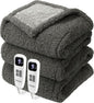 Heated Blanket Electric Blanket Queen - Fast Heating Blanket Throw Dual Control Double Sided Sherpa with 10 Heating Levels & 2-10 Hours Auto Off, Mashine Washable, 84 x 90 Inches, Grey