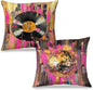 Retro Trendy Vinyl Disco Ball Pillow Covers 18x18 Set of 2, Colorful Maximalist Vinyl Record Glam Mirror Ball Decorative Throw Pillow Covers for Home Bedroom Music Room Studio