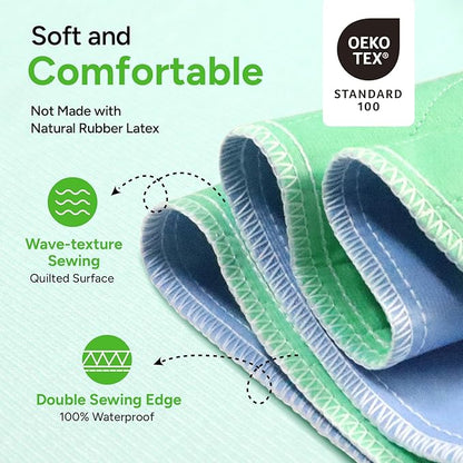 WhyWorry Washable Bed Pads for Adult Incontinence, 34" x 36" (Pack of 4) Washable Pee Pads for Bed Wetting, Heavy Absorbency Reusable Underpads for Elderly & Kids, Waterproof Mattress Protector, Green