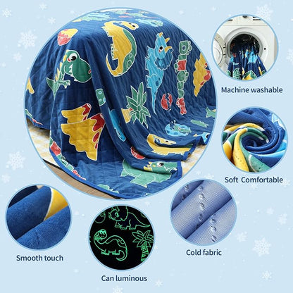 Cooling Blanket for Hot Sleepers,Glow in The Dark Dinosaur Blanket Girls Toys for 1-10 Year Old Boys Girls Gifts,Q-Max>0.4 Arc-Chill Cooling Fiber,Dino Soft Summer Blankets for Boys Girl,50x60In