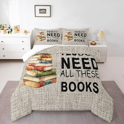 Castle Fairy Books Pattern Comforter Set,Book Lover Bedding Set for Kids Girls Women,Adults Book Comforter,Watercolor Quilted Duvet Set Bedroom Collection Twin Size 2Pcs