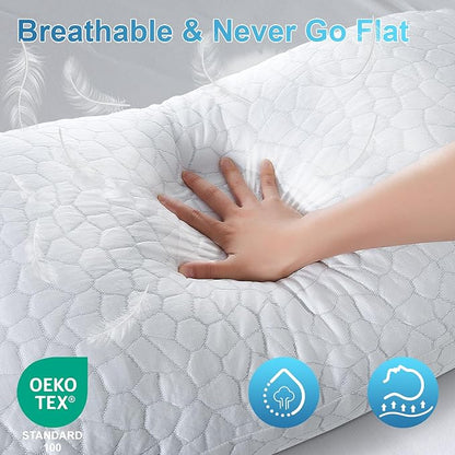 Cooling Adjustable Pillow for Hot Sleeper, Custom Loft Support with Breathable Shredded Memory Foam CertiPUR-US Certified Standard Size Bed Pillow for Side, Back, Stomach Sleeper Gift for Better Sleep