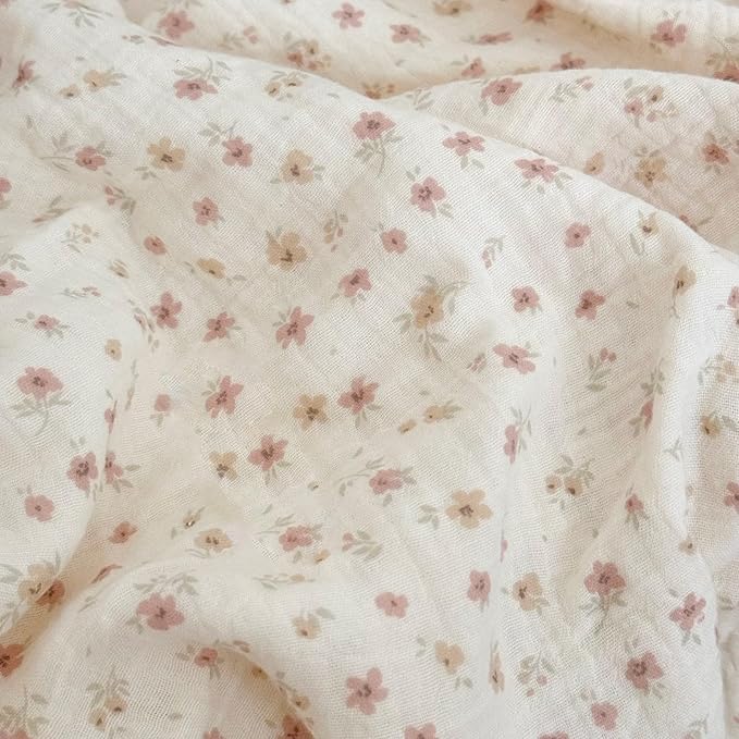 BuLuTu Elegant Pink Floral Ruffled Duvet Cover Full for Kids Teens Adults, 100% Muslin Cotton Comforter Cover with Pillow Cases, Soft Breathable Quilt Cover, Zipper Closure and 4 Corner Ties