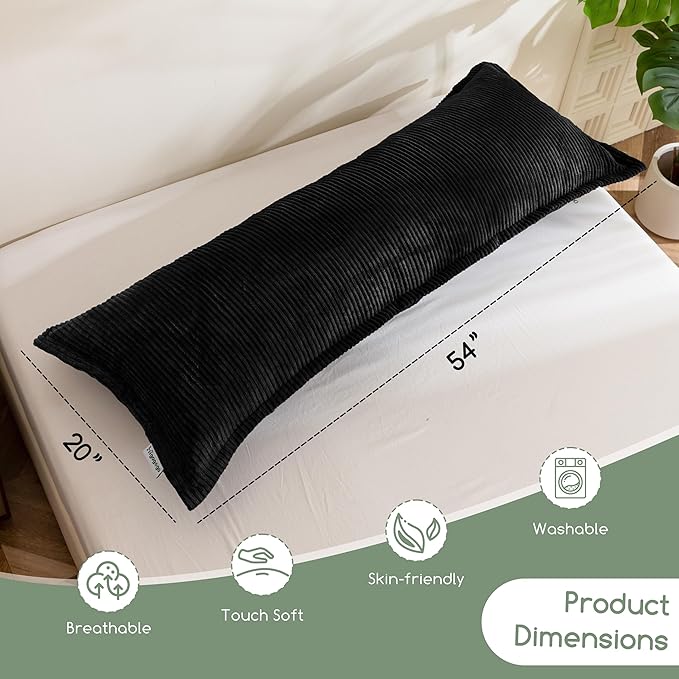 HIGOGOGO Body Pillow for Adults, Thickened Memory Foam Long Bed Pillow, Breathable Full Body Pillow with Removable Pillow Cover (20x54 Inch)