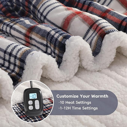 Electric Heated Blanket Full Size - 72"x84", Soft Flannel Heating Blanket, 10 Heating Levels, 1-12 H Auto Shut Off, Breathable Warm and Washable for Bed, Nordic