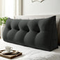 WOWMAX 85% Linen 15% Cotton Blend Headboard Pillow – Full Size Reading Wedge Backrest for Bed, Handmade Firm Support Bolster Cushion with Removable Cover, Premium Bed Rest Pillow, Black