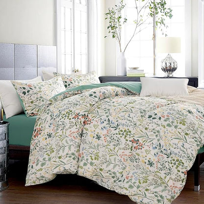 King Duvet Cover Set Floral 100% Brushed Microfiber Chic Floral Bedding Set King 3 Pieces Floral King Duvet Cover for All Seasons 1 Duvet Cover and 2 Pillowcases with Zipper Closure (Floral, King)