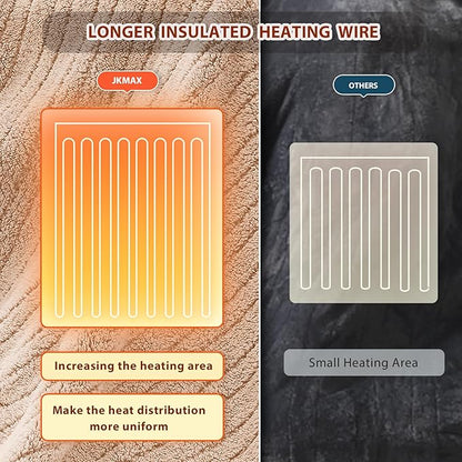 Heated Electric Blanket King Size - 100"x90" Flannel Heating Blanket with 10 Heating Levels & 5 Time Settings Over-Heat Protection, Winter Warmer for Adults with ETL Certification（Beige）