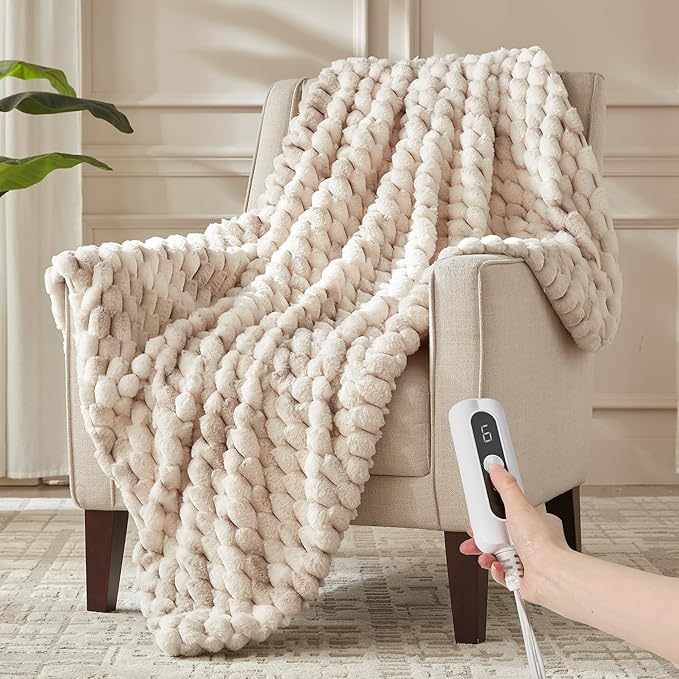 Heated Throw Blanket - Fast Heating 3D Jacquard Electric Heated Blanket, Cozy Heating Blanket with 6 Heating Settings & 4 Hours Auto-Off, Machine Washable, 50"x60", Tie-Dye Grey