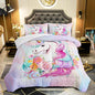 Kid Unicorn Comforter Set Queen Size 3Pcs Star Rose Marble Pattern Quilt Bedding Set for Boys Girls with 1 Comforter and 2 Pillowcases