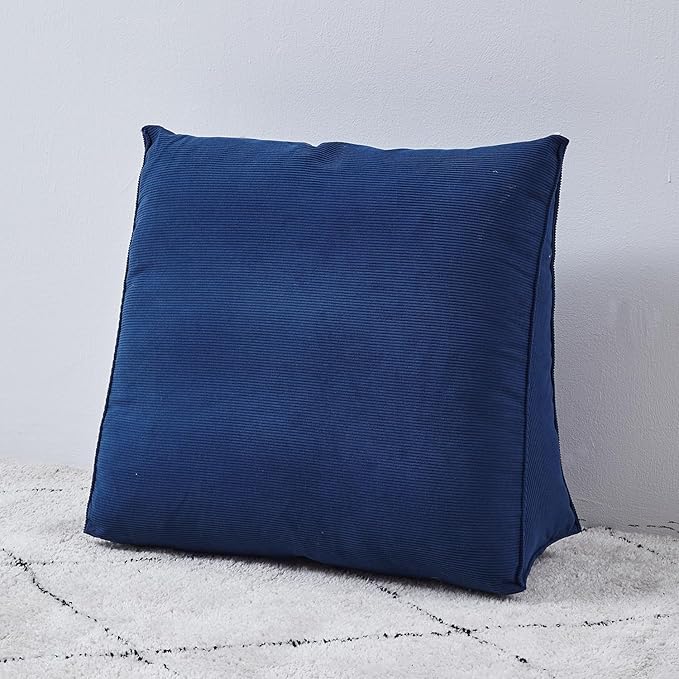 Single Triangle Bed Wedge Pillow for headboard Gap Triangular Reading Pillows for Sitting in Bed Adult Wedge headboard Pillow for College Dorm, Blue
