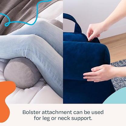 LINENSPA Reading Pillow with Shredded Memory Foam- Back Pillow for Sitting in Bed, Reading, Gaming, Watching TV – Chair Pillow with Arms, Dorm Room Essentials, Stone