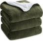 Bedsure GentleSoft Sherpa Fleece Blankets King Size for Bed - Thick and Warm Throw for Women and Men, Soft Fuzzy Plush King Blanket for Winter, Olive Green, 108x90 Inches