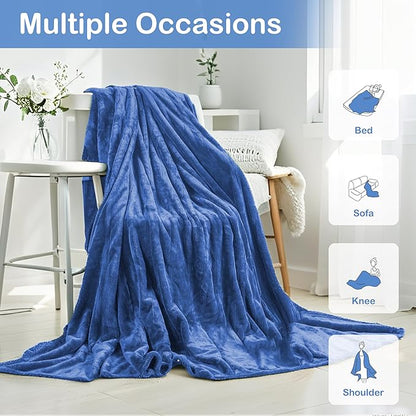 Electric Heated Blanket Queen Size 84"x90", Dual Controllers, Cozy Large Oversized, 5 Heating Levels & 10 Hours Auto Off, Cozy for Bed, Sofa, & Office, Machine Washable, Denim Blue