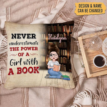 Hyturtle Personalized Book Pillow (Insert Included) Gifts for Girl Women - Book Lover Gifts for Women - Birthday Gifts for Book Lovers Librarian - Custom Name Sofa Couch Cushion Home Decor Pillow