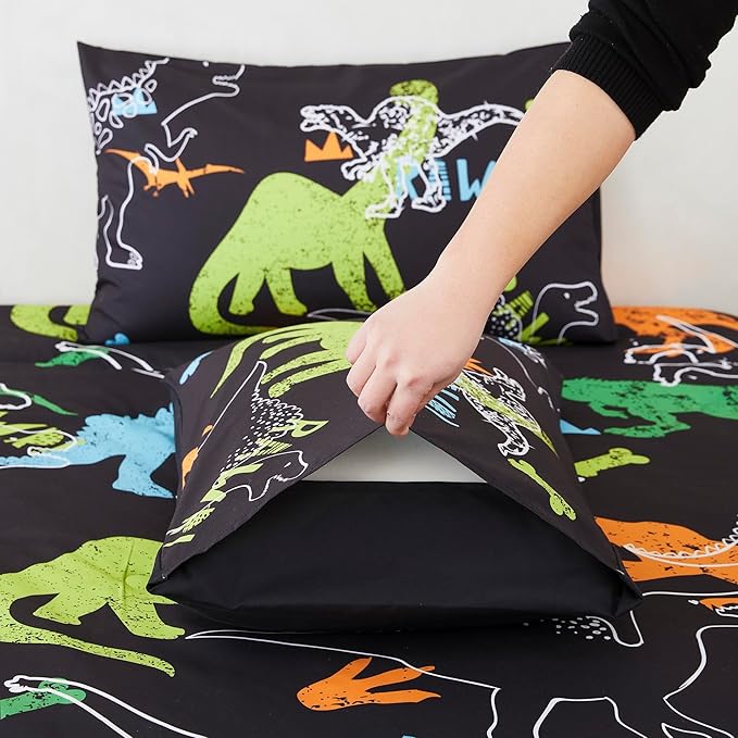 RYNGHIPY Dinosaur Comforter Set Full Size 3Pcs Dinosaur Bedding Set for Kids Boys Girls Microfiber Boys Bedroom Set 1 Comforter with 2 Pillowcases (Multi,Full)