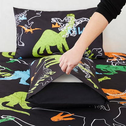 RYNGHIPY Dinosaur Comforter Set Twin Size 3Pcs Dinosaur Bedding Set for Kids Boys Girls Microfiber Boys Bedroom Set 1 Comforter with 2 Pillowcases (Multi,Twin)