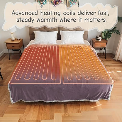 Electric Heated Blanket Full Size 72"x84", Soft Flannel with Overheat Protection, 6 Adjustable Heat Settings & 10-Hour Auto-Off Timer, Fast Heating for Winter Comfort, Purple